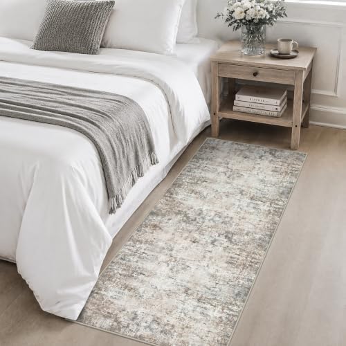 2x5 Washable Runner Rug：Modern Abstract Kitchen Soft Carpet Brown - Image 4