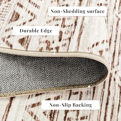 3x4 Area Rug Washable Moroccan: Non Slip Entryway Floor Mat Beige - Image 6
