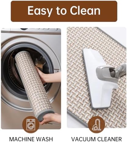 eqivei Kitchen Rugs and Mats Non Skid Washable Set of 2 PCS, Absorbent Runner Rugs for Kitchen, Front of Sink, Kitchen Mats for Floor, 17.3"x 47"+17.3"x 29" (Gray) - Image 6