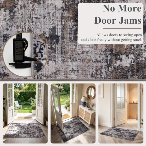 Sasttie 2x10 Runner Rug, Modern Abstract Hallway Carpet, Black & Brown - Image 4