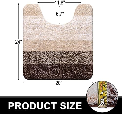 OLANLY Microfiber Bathroom Rugs Sets 3 Piece, Absorbent Bath Mats, Brown - Image 2