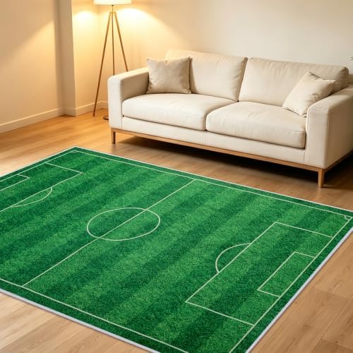 79” x 59” Soccer Rug, Green Grass Soft Cushioned Play Rug - Image 7