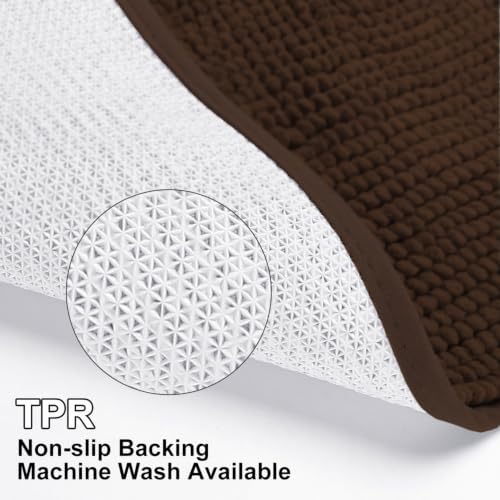 Urvoix Bathroom Rugs Sets 3 Piece, Chenille Bath Mat Set, Brown - Image 5