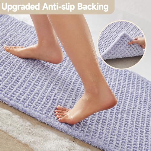 TYUU Waffle Bath Mat, Cute Bathroom Rugs Non Slip, 36x24 Lavender Cream - Image 4