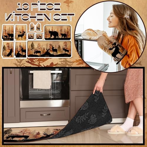 Fourluoo 10 Pcs Rustic Cabin Kitchen Decor Set Wildlife Decorations - Image 2