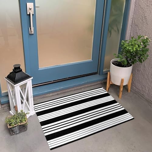Halloween Door Mat 24"x35" Black and White Outdoor Rugs Fall Front Door Rug - Image 6