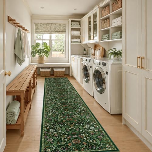 2x12 Floral Runner Rug for Hallway Washable Kitchen Runner Rug - Image 4