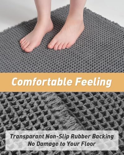 Upgraded Waffle Bath Mat Ultra Absorbent Non Slip Bathroom Mat, 20" x 32" - Image 4