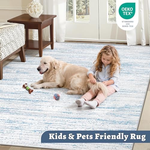 Area Rug 6x9 Living Room Rugs: Washable Modern Rug Non-Slip Soft Rugs Stain Resistant Printed Rug Indoor Carpet for Bedroom Kitchen Dining Room Nursery Home(Blue, 6'x9') - Image 5