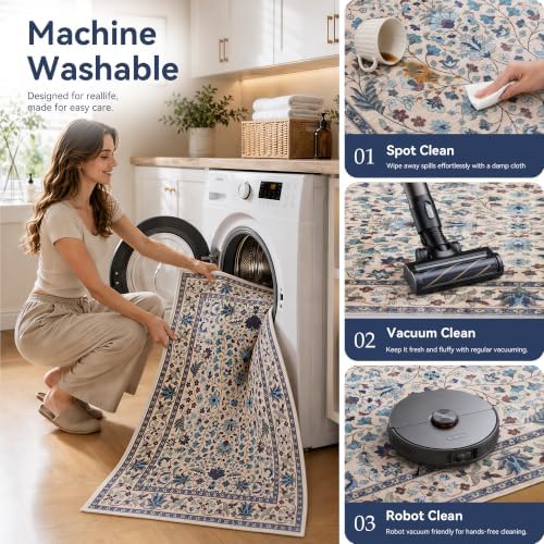 Small 2x3 Rug Boho Washable Area Rug for Entryway Door Mat, Beige - Image 6