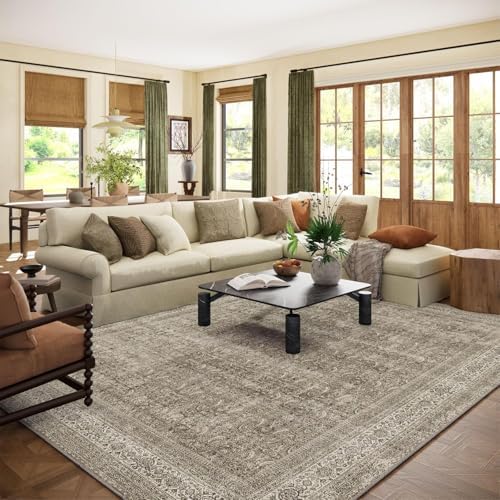 palohom 10x14 Area Rug Washable Rugs: Living Room Rug Stain Resistant Non Slip Low Pile Faux Wool Soft Large Area Rugs for Bedroom Farmhouse Dining Room Under Table Nursery Home Office Indoor by palohom