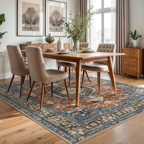 KUTA Area Rug 5x7 Brick Red Vintage Washable Rugs for Living Room - Image 3