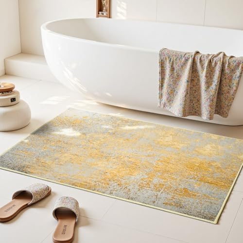 Entrance Rugs Indoor 2x3 Orange, Silver & Gray Entry Rug Washable Abstract Small Area Rug Non-Slip Low Pile Throw Rugs for Entryway, Kitchen Floor, Front Door Indoor Door Mat, Bedroom Bedside - Image 5