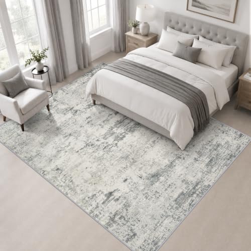 Area Rug Living Room: 5x5 Modern Washable Indoor Soft Carpet Gray - Image 3