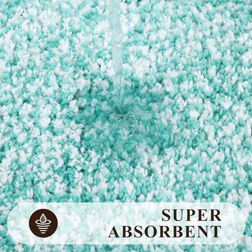 Pauwer 3 Piece Bathroom Rug Set, Non Slip Washable Bath Mat, Teal - Image 5