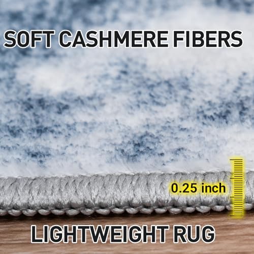 5x7 Area Rugs for Living Room: Washable Abstract Blue White Bedroom Carpet - Image 7