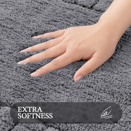 Pauwer Bathroom Rugs Sets 2 Piece, Non Slip Plush Bath Mats, Dark Grey - Image 3