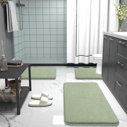 OLANLY Memory Foam Large Bathroom Rug 47x32, Absorbent Bath Mat, Sage Green - Image 7