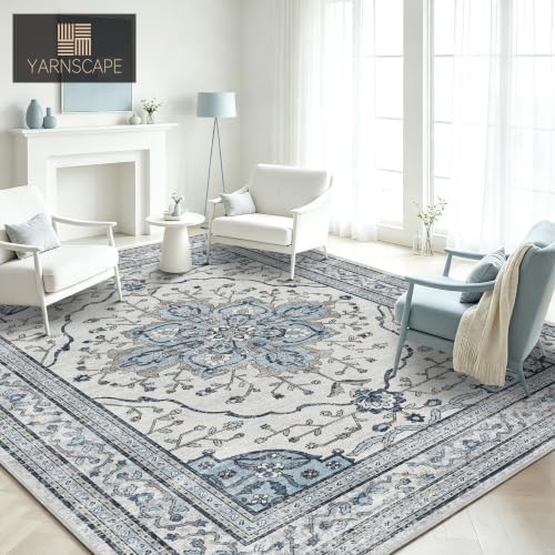 YARNSCAPE 8' x 10' Machine Washable Area Rug, Non-Slip Low-Pile Carpet - Image 4