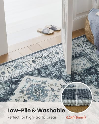 Amada Large 8x10 Washable Area Rug for Living Room, Navy/Blue,Vintage Style - Image 5