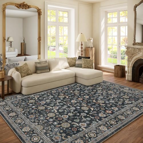 Washable Area Rugs for Living Room: 6x9 Bedroom Rug Vintage Boho Area Rug Stain Resistant Non Slip Low Pile Lightweight Soft Carpets for Living Room Dining Room Kitchen Nursery Kids Room Farmhouse by palohom