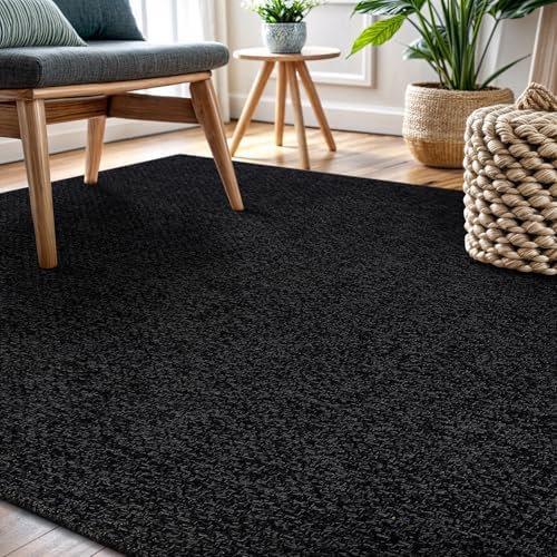 CAMILSON Easy Jute Rug 4x6, Indoor Outdoor Dark Gray Black Farmhouse Area Rugs for Living Room Patio and Kitchen Rug, Solid Boho Woven Design, Easy-Cleaning, Washable Outside Carpet Alfombras (4 x 6) - Image 4