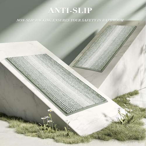 BSICPRO Bathroom Rugs Sets 2 Piece, Non Slip Bath Mats, Greyish Green - Image 4