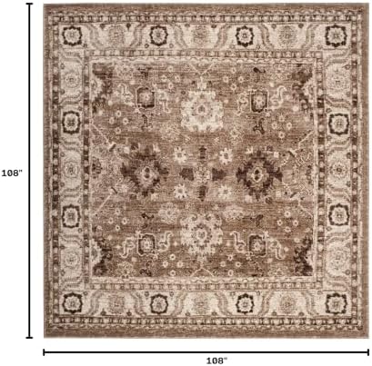 SAFAVIEH Vintage Hamadan Square Rug 9', Traditional Taupe VTH214T - Image 3