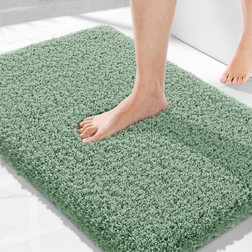 Yimobra Bath Rugs for Bathroom 32X20,Plush Non Slip Bath Mat,Light Green by Yimobra