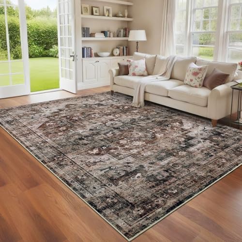 GarveeHome Washable Area Rug 3x5 Vintage Living Room Rug Brown - Image 3