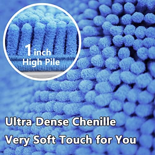 Bathroom Rugs Chenille 3-Piece Extra Soft and Absorbent Shag Bathroom Rugs, Machine Wash Mat, Strong PVC Non-Slip Underside, Plush Carpet Mats (Snow Cyan) - Image 5