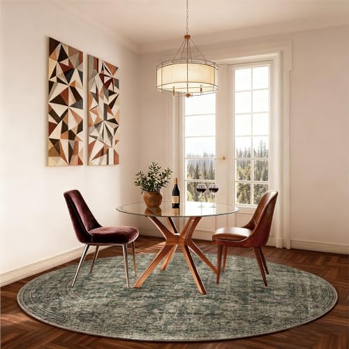 4x4 Round Bedroom Rug Washable: Living Room Rug Stain Resistant Non Slip Low Pile Small Carpet for Bedroom Kitchen Entryway Living Room Bedside Office Dorm Kids Room Entrance - Image 4