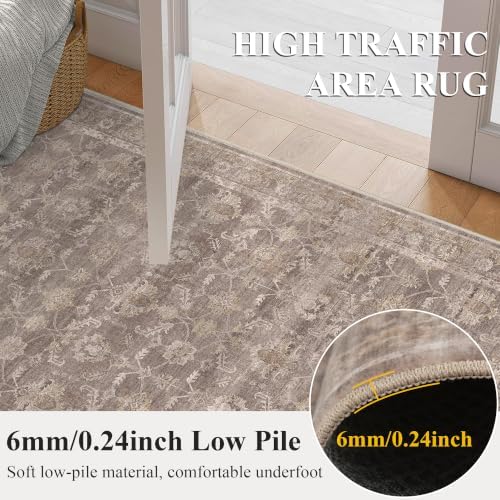 Kitchen Washable 2x5 Runner Rug Soft Vintage Throw Carpet Taupe Wheat - Image 6