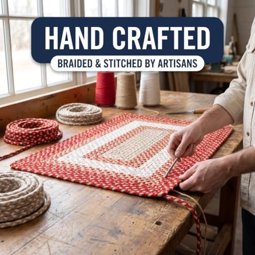 Super Area Rugs 7x9 Farmhouse Braided Cotton Area Rug, Red/Cream/Ivory - Image 7