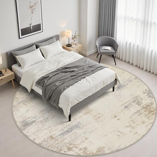 Round Area Rug Living Room: 4 ft Modern Washable Indoor Carpet - Image 4
