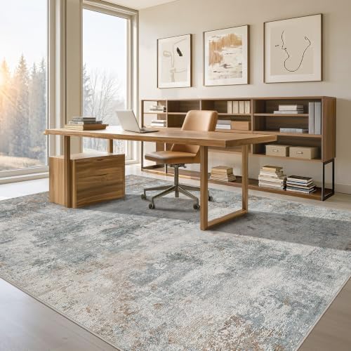 Tortania Area Rug Living Room Rugs - 10x14 Washable Large Soft Neutral Boho Moroccan Bohemian Farmhouse Rug Indoor Floor Carpet for Bedroom Under Dining Table Home Office Decor - Grey Brown - Image 6