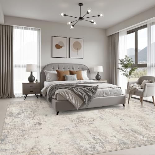 10x12 Area Rug Living Room: Modern Washable Soft Carpet Brown Beige - Image 3
