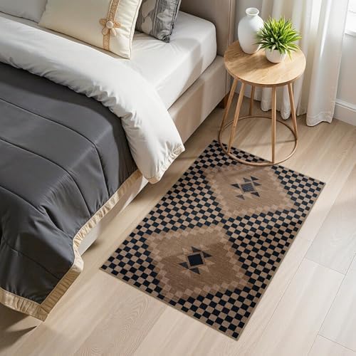 LIVEBOX Easy Jute Checkered Washable Entryway Rug 2x3, Non Slip Ultra Thin Front Door Mat Indoor Entrance, Farmhouse Small Kitchen Rug No Shed Jute Rugs Carpet for Hallway Bedroom Bathroom - Image 6