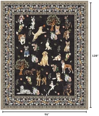 Black Floral Area Rug 8x10 for Living Room Bedroom - Image 3