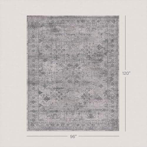 Modern Cement Grey 8x10 Large Area Rugs for Living Room, Minimalist Neutral Abstract Distressed Washable Ultra Soft Rug for Bedroom Under Bed, Stain Resistant Low Pile Anti-Slip - Image 2
