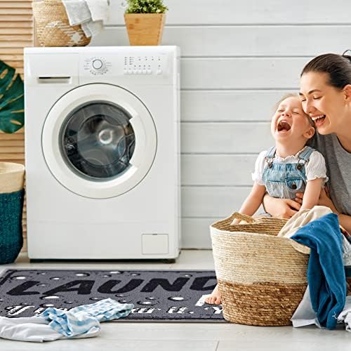 Ottomanson 20" x 59" Laundry Room Rug - Non-Slip Mat for Laundry & Mudroom - Durable, Stain-Resistant, and Easy to Clean - Perfect for High-Traffic Areas - Runner Rug for Entryway Bathroom, Gray - Image 4