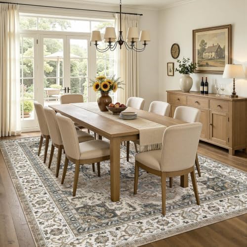 UERMEI 6x8 Area Rug for Living Room Washable Vintage Non Slip Brown Carpet - Image 3