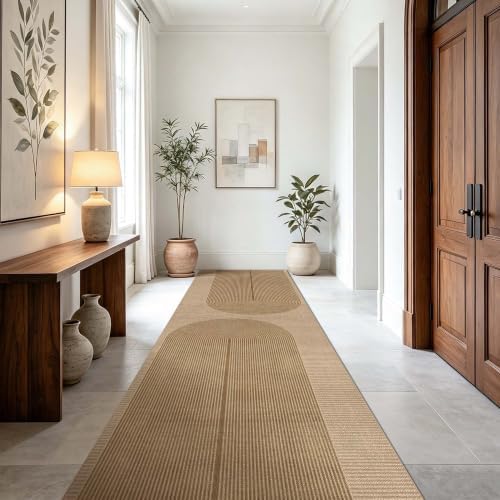 Non-Slip Jute Rug for Entryway: 3x9 Outdoor Mat - Geometric Arch Pattern - Image 2
