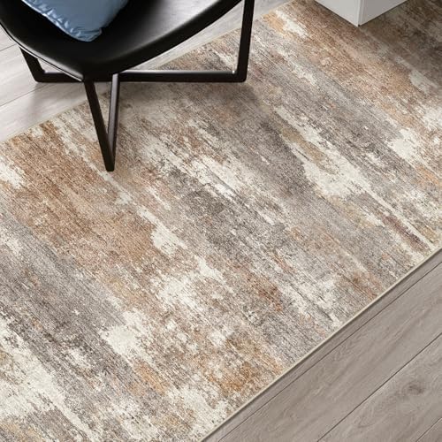 3x7 Runner Rug Washable Abstract: Non Slip Hallway Floor Mat Brown/Brick - Image 6