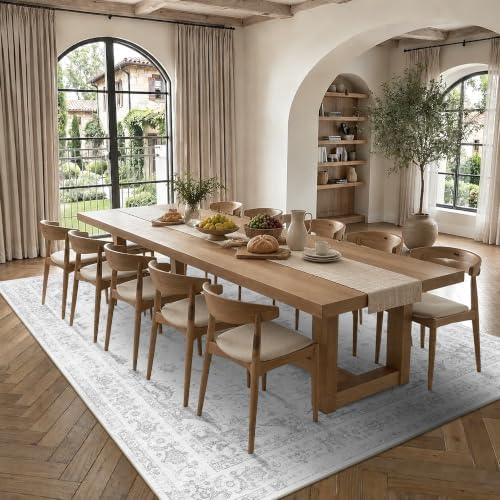 10x12 Washable Living Room Area Rug Soft Medallion Gray Large Carpet - Image 2