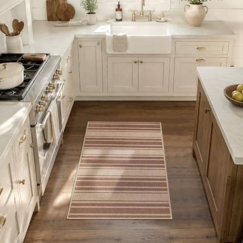Easy Jute Kitchen Rug 2x3 Front Door Mat Washable Non Slip Entryway Rug Farmhouse Neutral Low Pil Carpet for Entryway Proch Doorway - Image 2