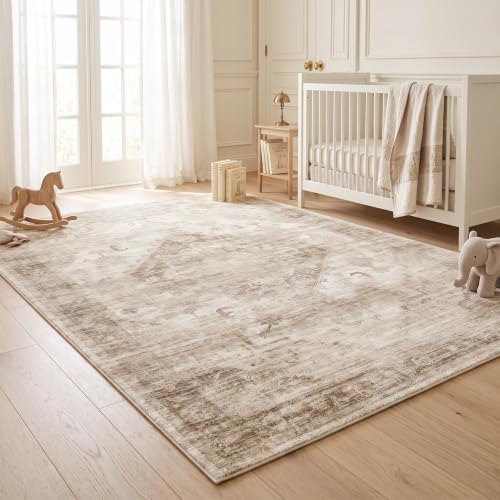 Garvee Beige Boho Washable 5x7 Area Rug for Bedroom Living Room - Image 4