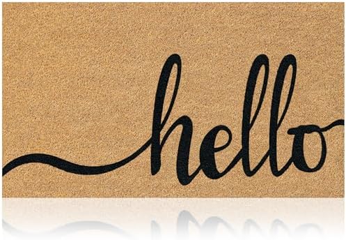 Coir Welcome Mat, Non-Slip, Hello Classic 2, 17 x 29 in by AmaruDoorMats