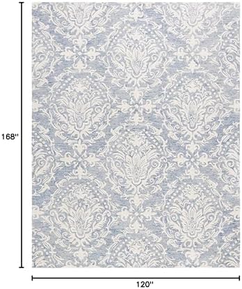 SAFAVIEH Blossom Collection 10' x 14' Blue/Ivory BLM107B Handmade Premium Wool Living Room Dining Bedroom Area Rug - Image 2