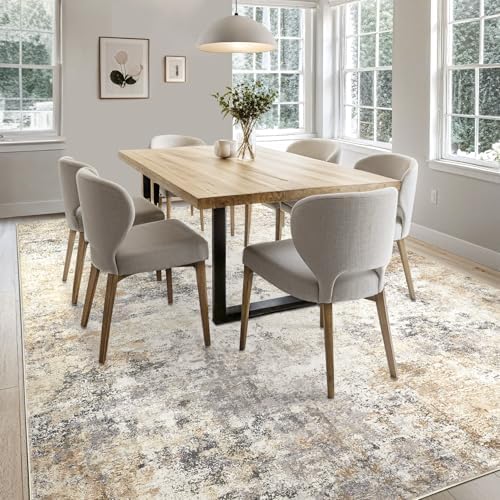 UERMEI 8x10 Area Rug Living Room Rugs - Washable Neutral Modern Abstract Soft Thin Large Rug Indoor Floor No Slip Rug Carpet for Bedroom Under Dining Table Home Office Decor - Golden Grey - Image 6